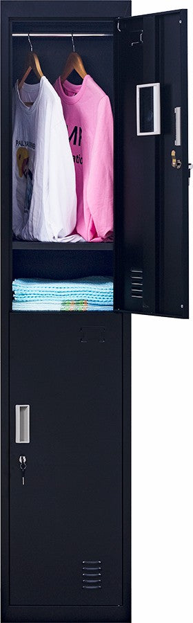 Standard Lock 2-Door Vertical Locker for Office Gym Shed School Home Storage Black - image4