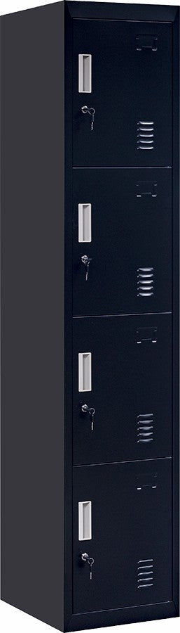 Standard Lock 4-Door Vertical Locker for Office Gym Shed School Home Storage Black - image1