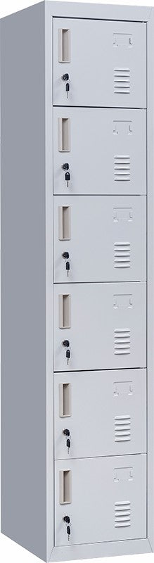 Standard Lock 6-Door Locker for Office Gym Shed School Home Storage Grey - image1
