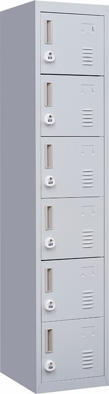 3-digit Combination Lock 6-Door Locker for Office Gym Shed School Home Storage Grey - image1