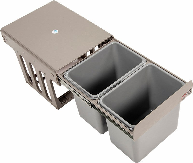 Set of 2 15L Pull Out Trash Bin Dual Kitchen Garbage Waste Basket Cabinet Bin - image4