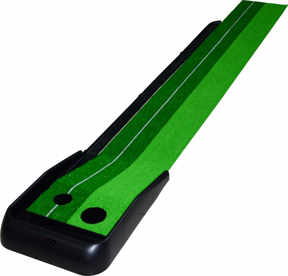 Indoor Practice Putting Green 2.5m Mat Inclined Ball Return Fake Grass 2 Holes - image8