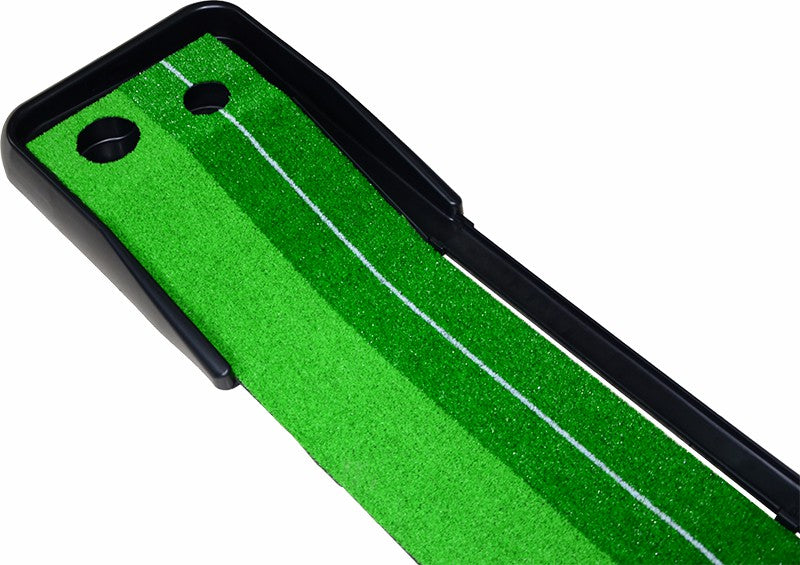 Indoor Practice Putting Green 2.5m Mat Inclined Ball Return Fake Grass 2 Holes - image7
