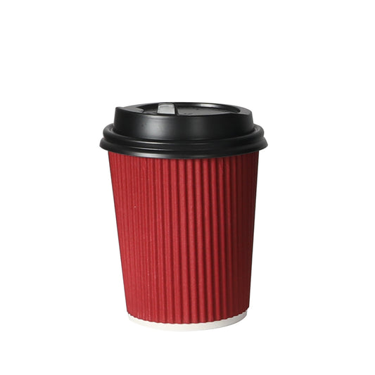 500 Pcs 8oz Disposable Takeaway Coffee Paper Cups Triple Wall Take Away w Lids - image1
