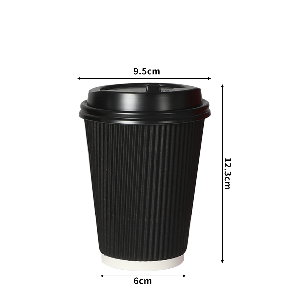 200 Pcs 16oz Disposable Takeaway Coffee Paper Cups Triple Wall Take Away w Lids - image3