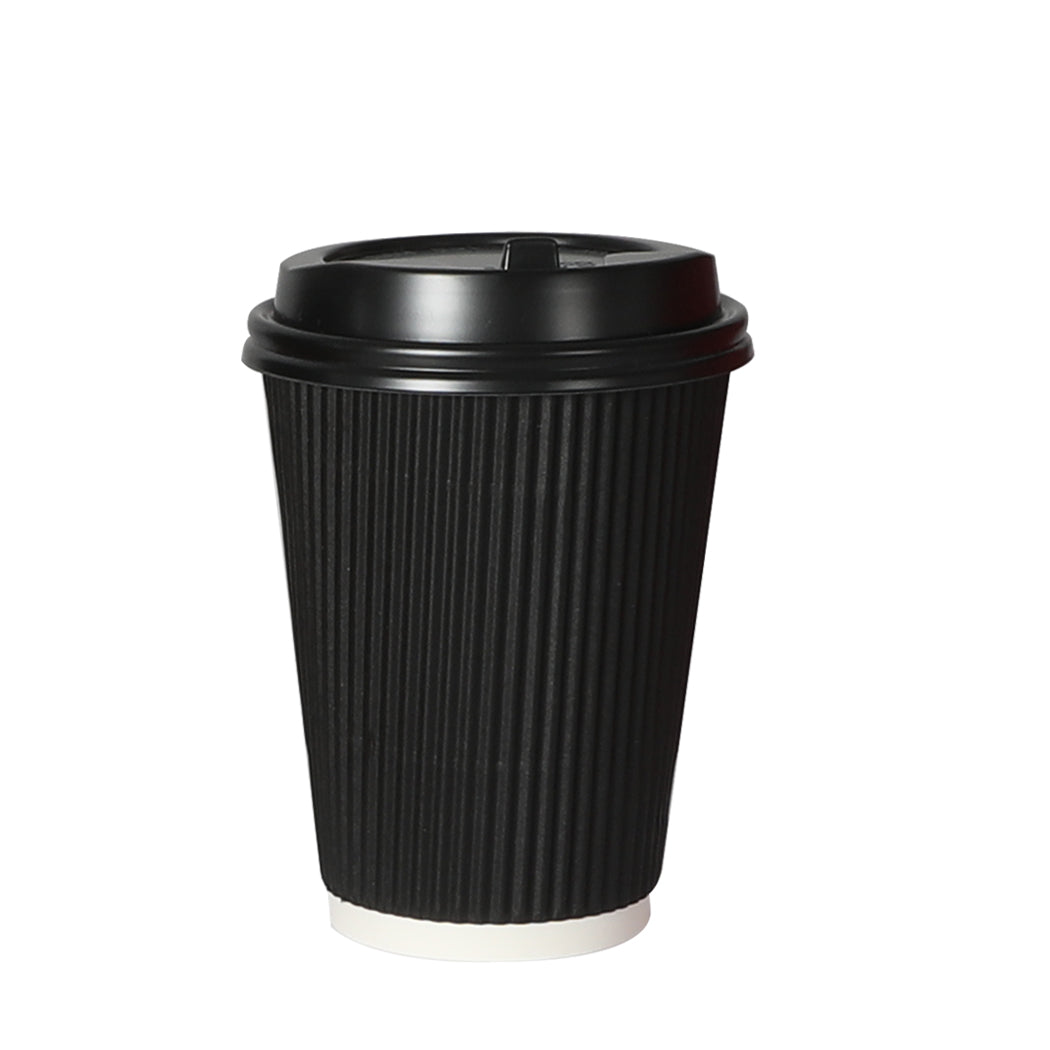 200 Pcs 16oz Disposable Takeaway Coffee Paper Cups Triple Wall Take Away w Lids - image1