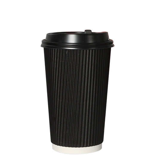 500 Pcs 16oz Disposable Takeaway Coffee Paper Cups Triple Wall Take Away w Lids - image1