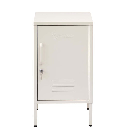 Mini Metal Locker Storage Shelf Organizer Cabinet Bedroom White - image1