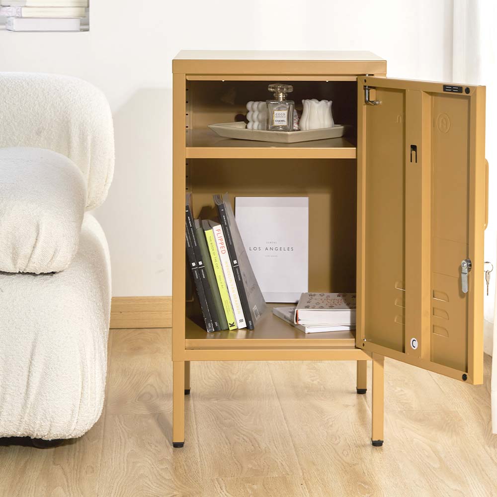 Mini Metal Locker Storage Shelf Organizer Cabinet Bedroom Yellow - image6