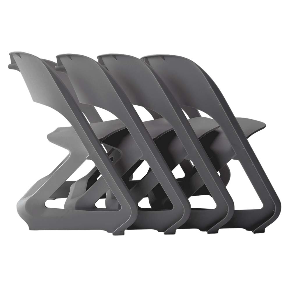 Set of 4 Dining Chairs Office Cafe Lounge Seat Stackable Plastic Leisure Chairs Grey - image3