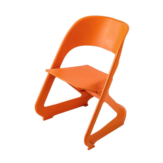Set of 4 Dining Chairs Office Cafe Lounge Seat Stackable Plastic Leisure Chairs Orange - image1