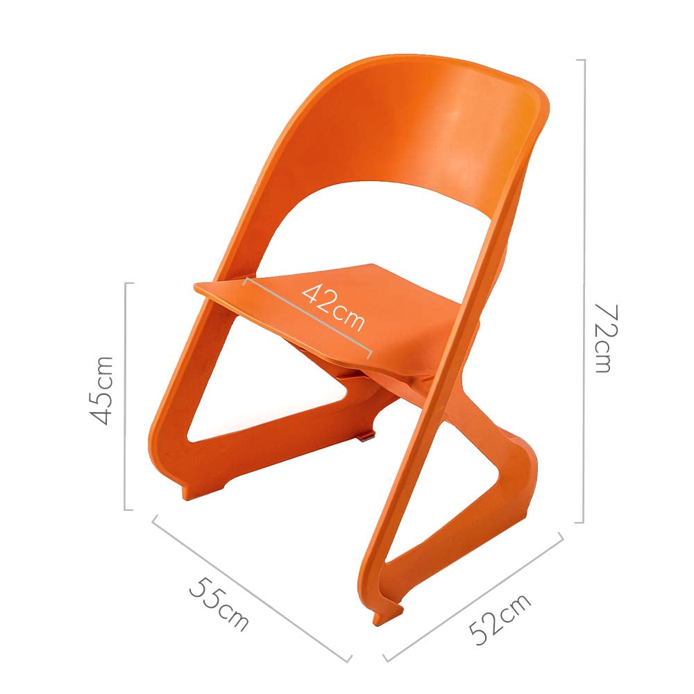 Set of 4 Dining Chairs Office Cafe Lounge Seat Stackable Plastic Leisure Chairs Orange - image2