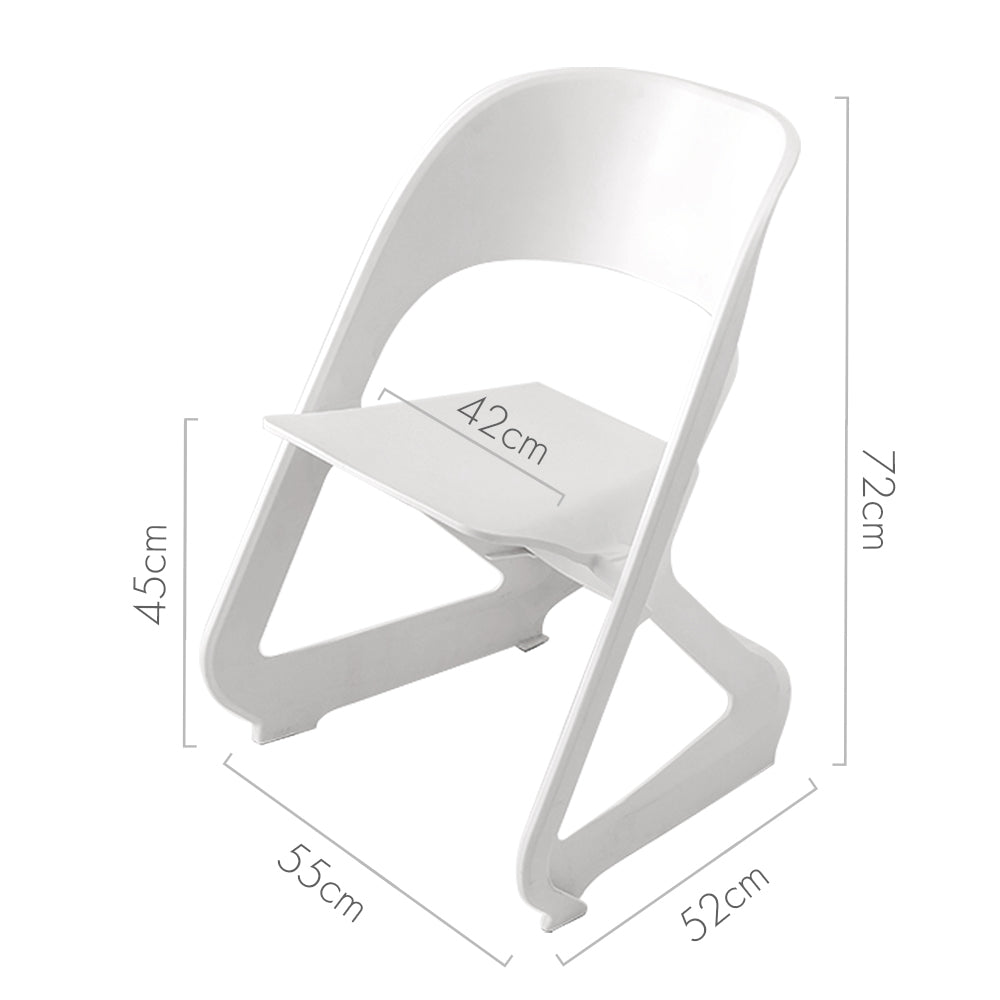 Set of 4 Dining Chairs Office Cafe Lounge Seat Stackable Plastic Leisure Chairs White - image2