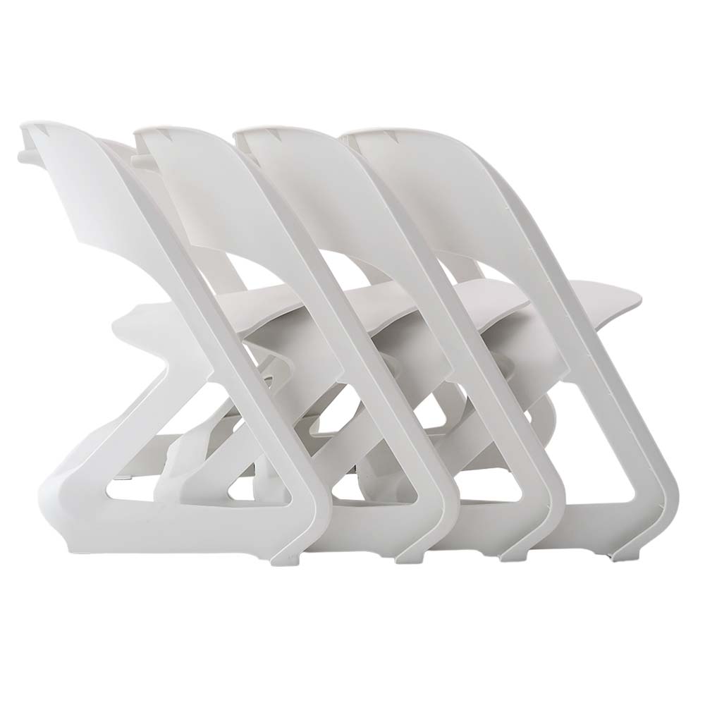 Set of 4 Dining Chairs Office Cafe Lounge Seat Stackable Plastic Leisure Chairs White - image3