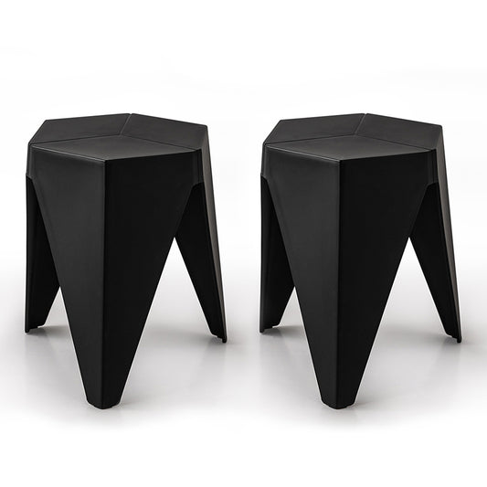 Set of 2 Puzzle Stool Plastic Stacking Stools Chair Outdoor Indoor Kitchen Dining - image1