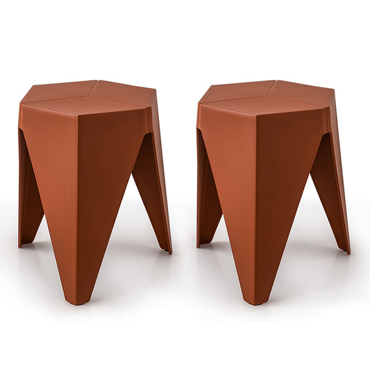 Set of 2 Puzzle Stool Plastic Stacking Stools Chair Outdoor Indoor Red - image1