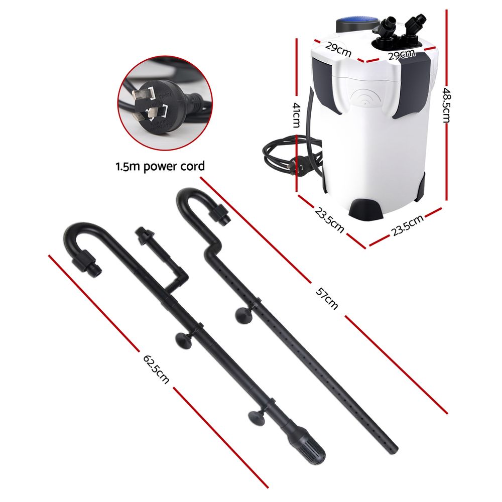 Aquarium External Canister Filter Aqua Fish Tank UV Light with Media Kit 1850L/H - image2