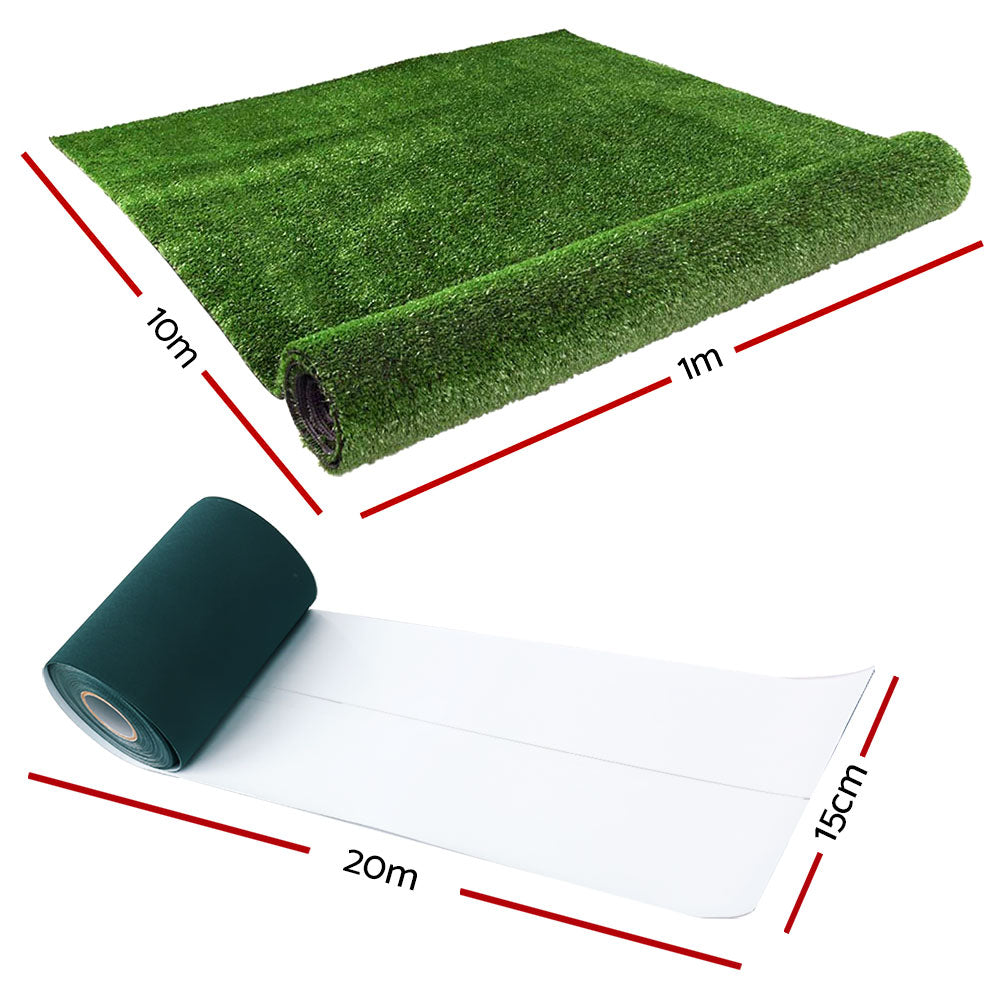 Primeturf 2x10m Artificial Grass Synthetic Fake 20SQM Turf Lawn 17mm Tape - image2