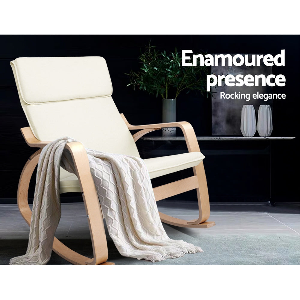 Fabric Rocking Armchair - Beige - image3