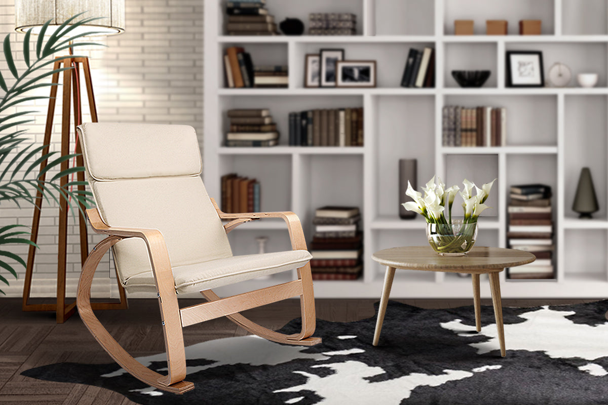 Fabric Rocking Armchair - Beige - image8