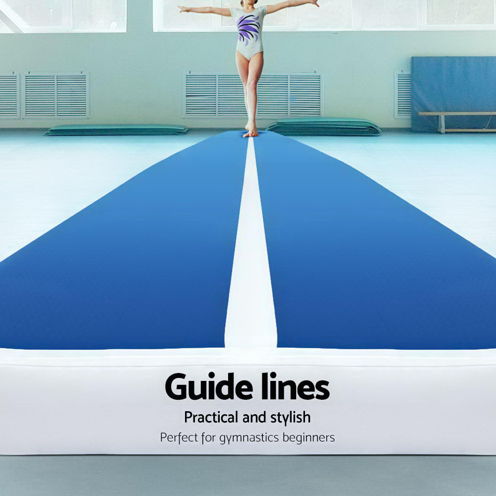 6m x 1m Inflatable Air Track Mat 20cm Thick Gymnastic Tumbling Blue And White - image4