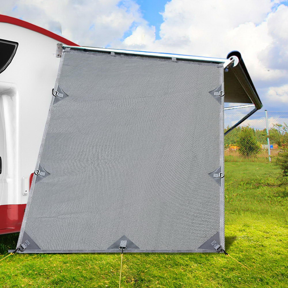 Grey Caravan Privacy Screen 1.95 x 2.2M End Wall Side Sun Shade Roll Out Awning - image7