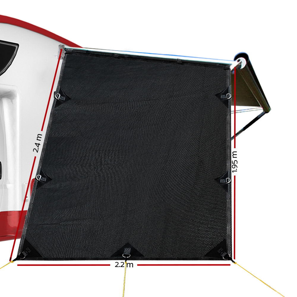 Black Caravan Privacy Screen 1.95 x 2.2M End Wall or Side Sun Shade Roll Out - image3