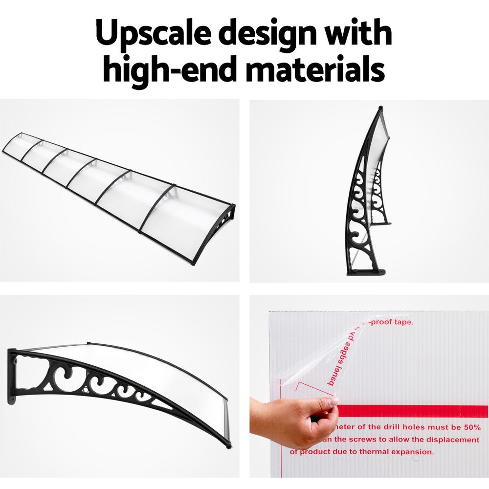 Window Door Awning Door Canopy Patio UV Sun Shield WHITE 1mx6m DIY - image6