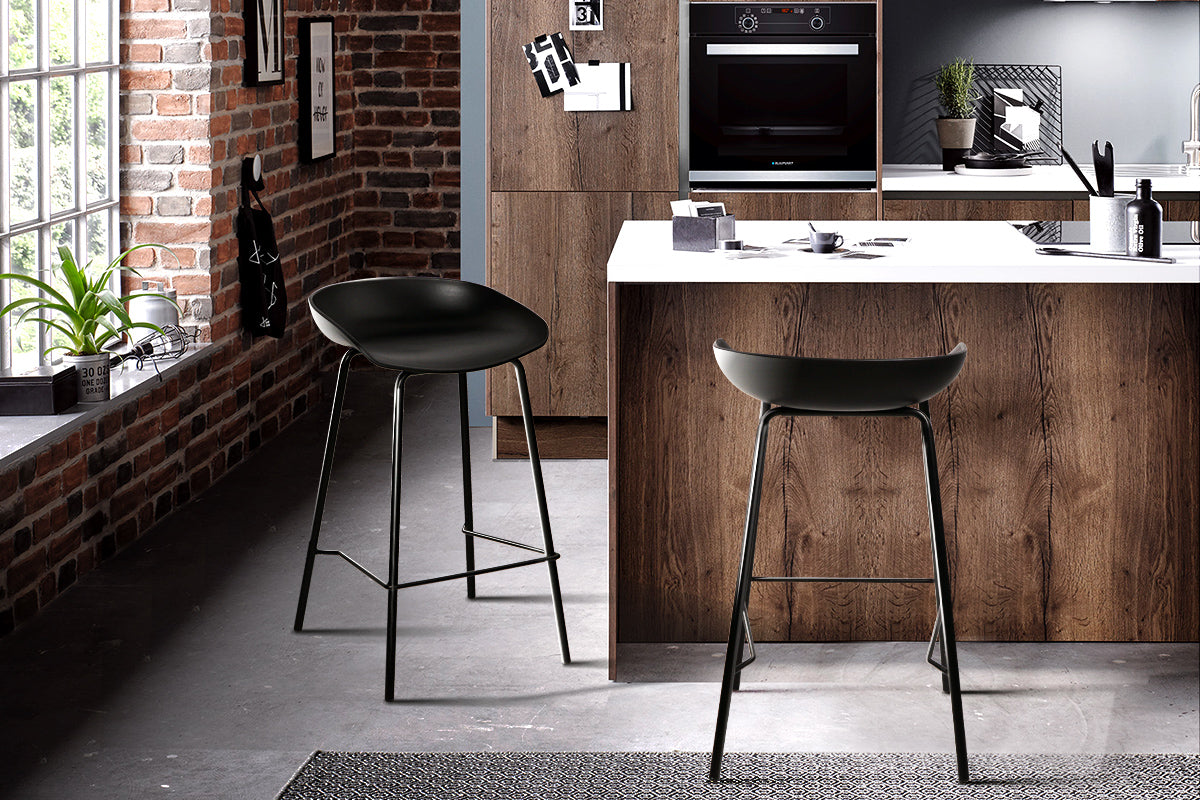 Set of 2 Metal Bar Stools - Black - image9