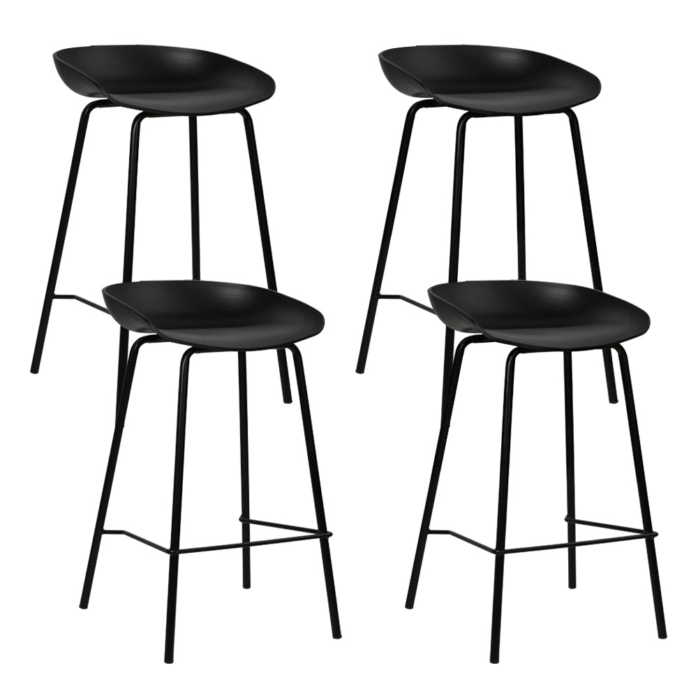 Set of 4 Metal Bar Stools - Black - image1