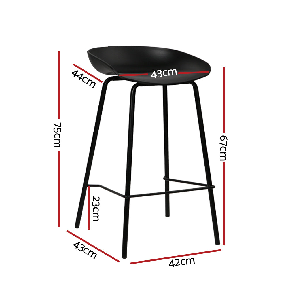 Set of 4 Metal Bar Stools - Black - image2