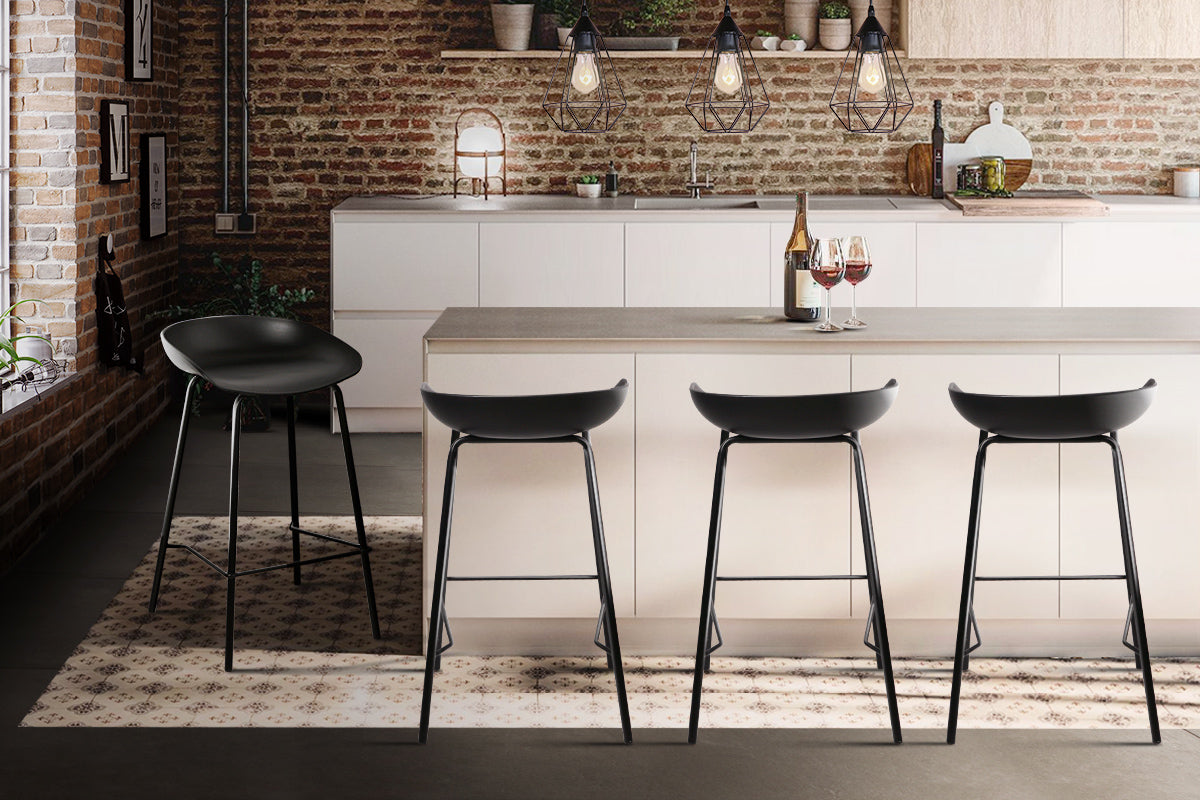 Set of 4 Metal Bar Stools - Black - image9