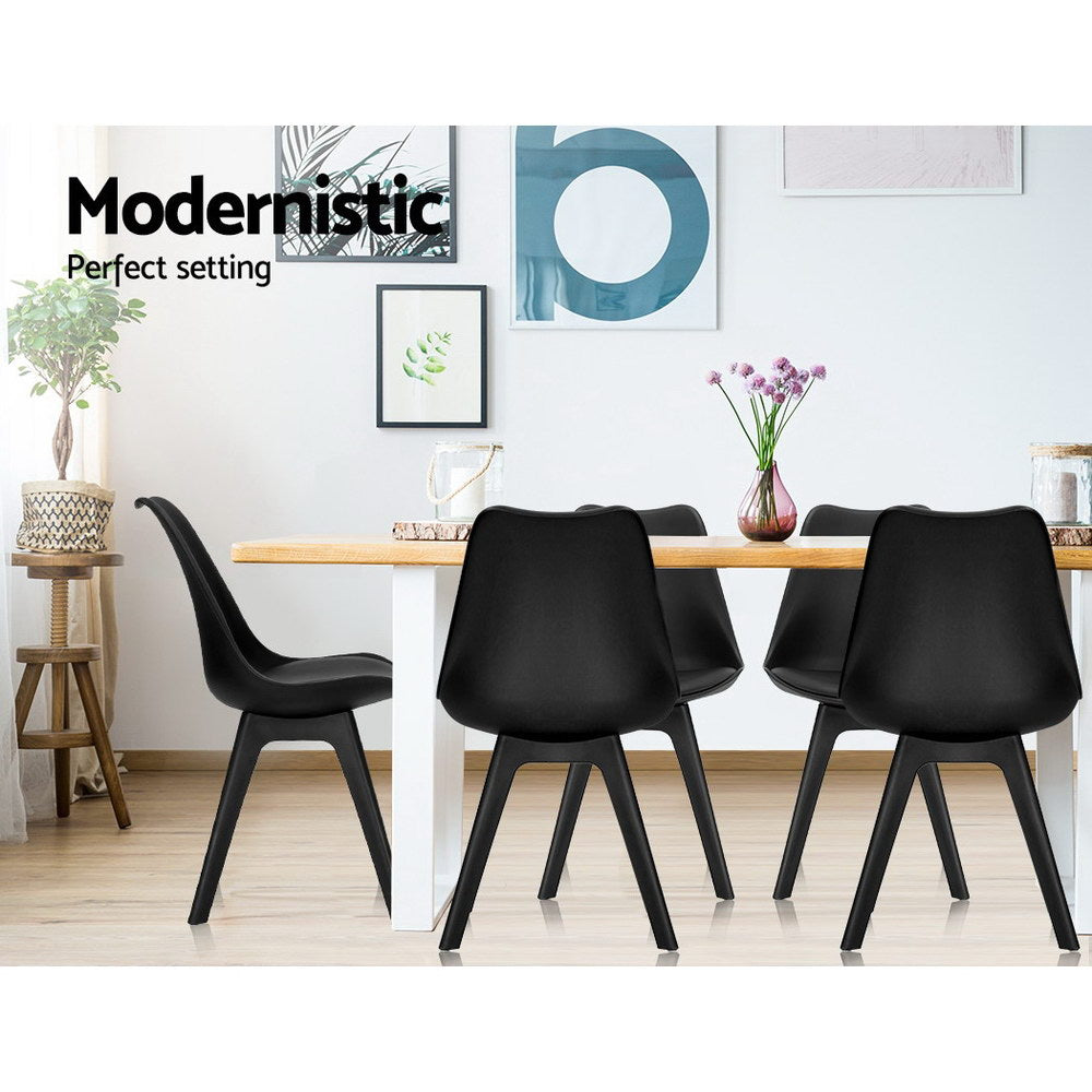 Set of 4 Retro Padded Dining Chair - Black - image5