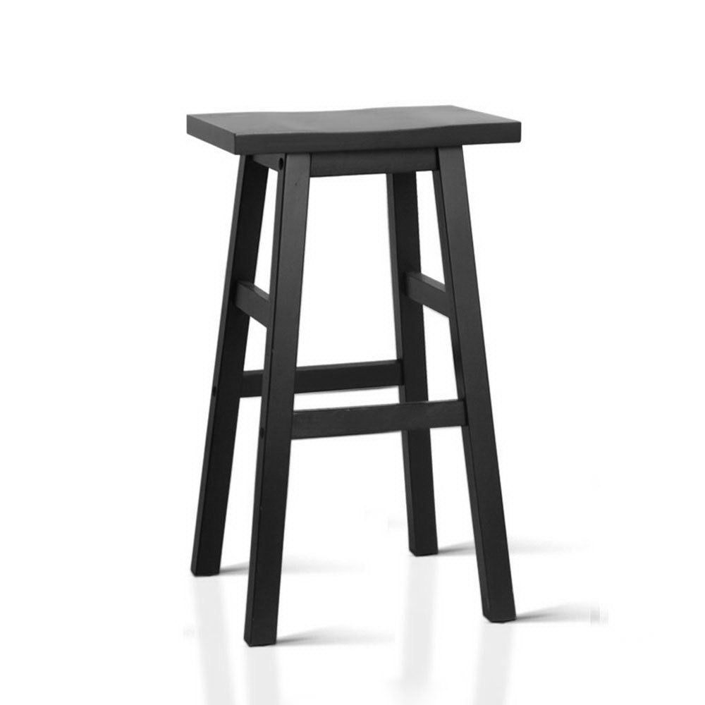 Set of 2 Beech Wood Bar Stools - Black - image1