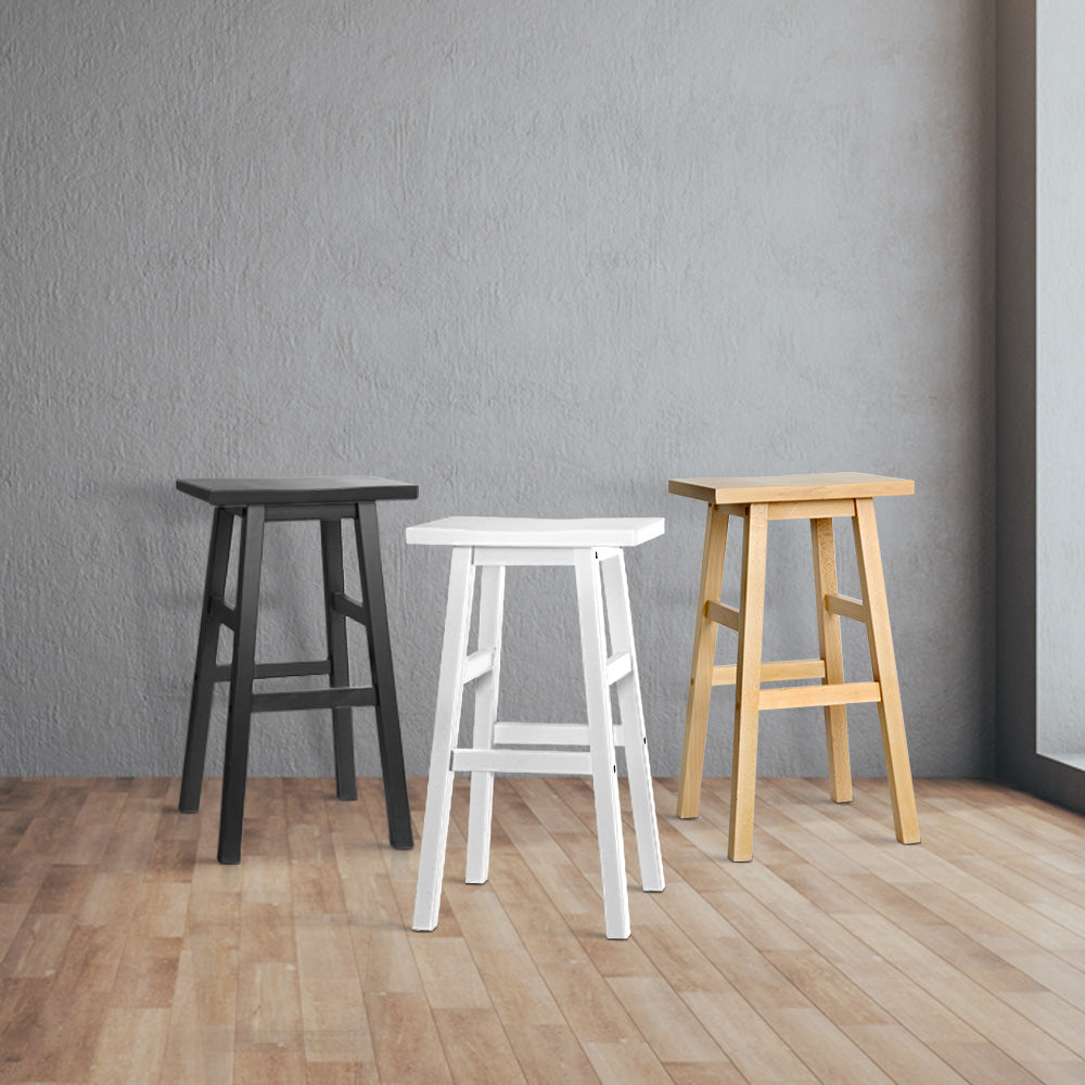 Set of 2 Beech Wood Bar Stools - Black - image8