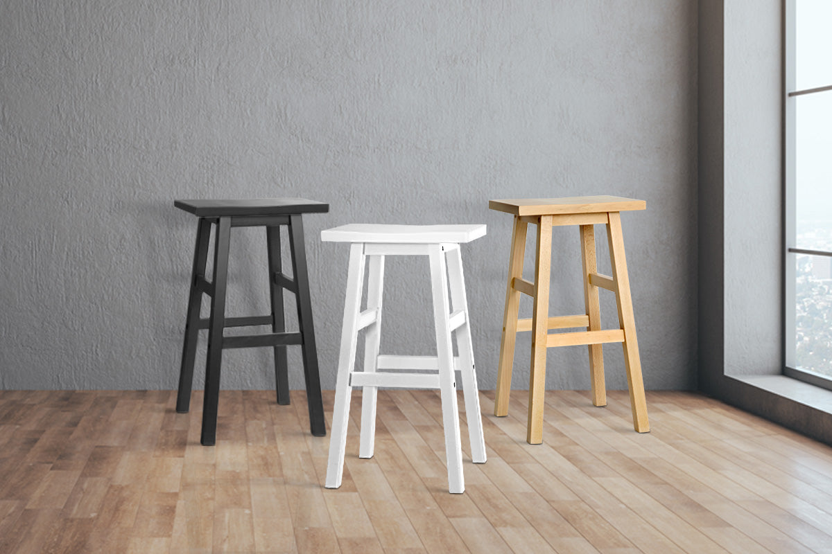 Set of 2 Beech Wood Bar Stools - Black - image9