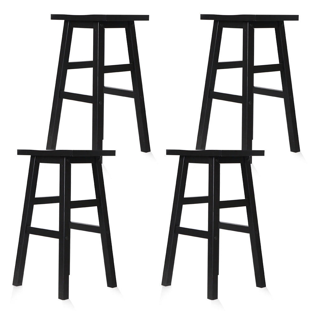 Set of 4 Beech Wood Bar Stools - Black - image3