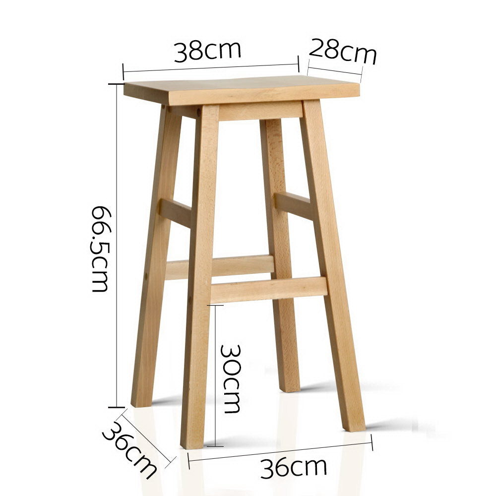 Set of 2 Beech Wood Bar Stools - Natural - image2