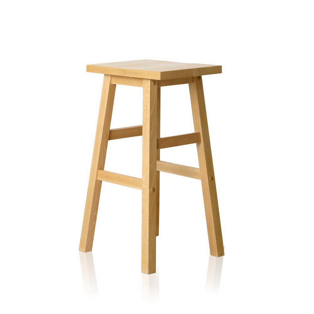 Set of 2 Beech Wood Bar Stools - Natural - image3