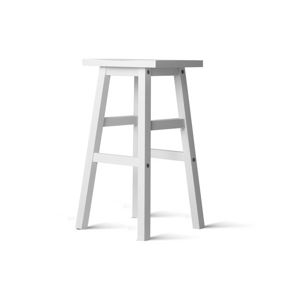 Set of 2 Beech Wood Bar Stools - White - image3