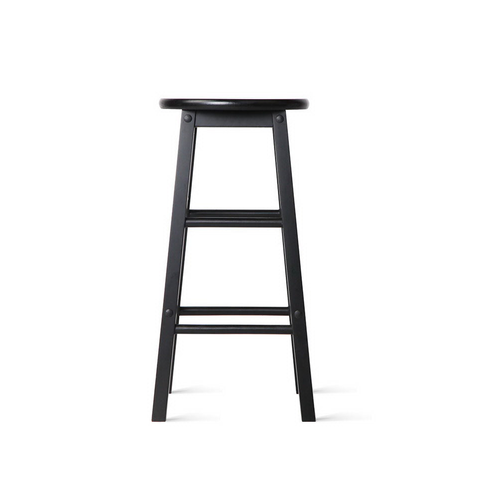 Set of 2 Beech Wood Backless Bar Stools - Black - image3