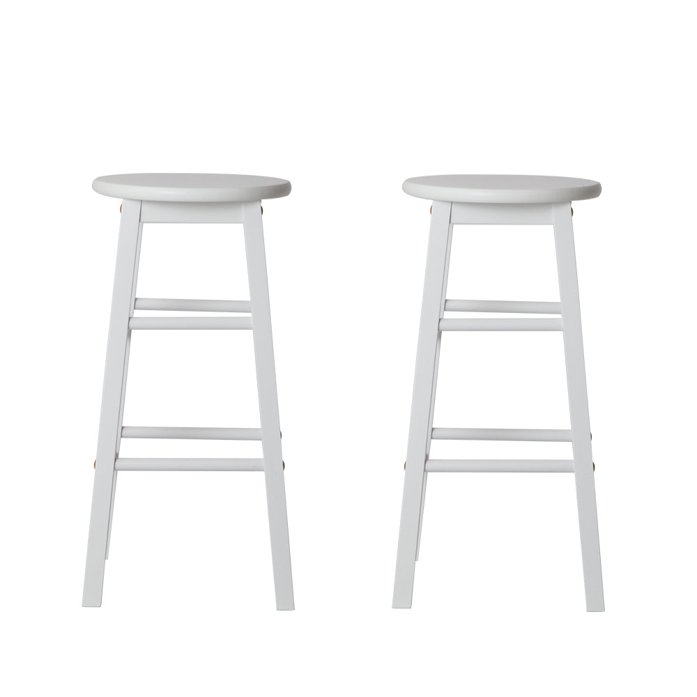 Set of 2 Beech Wood Backless Bar Stools - White - image3