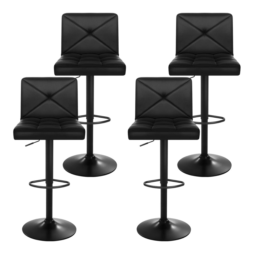 set of 4 Bar Stools PU Leather Chrome Kitchen Cafe Bar Stool Chair Gas Lift Black - image3