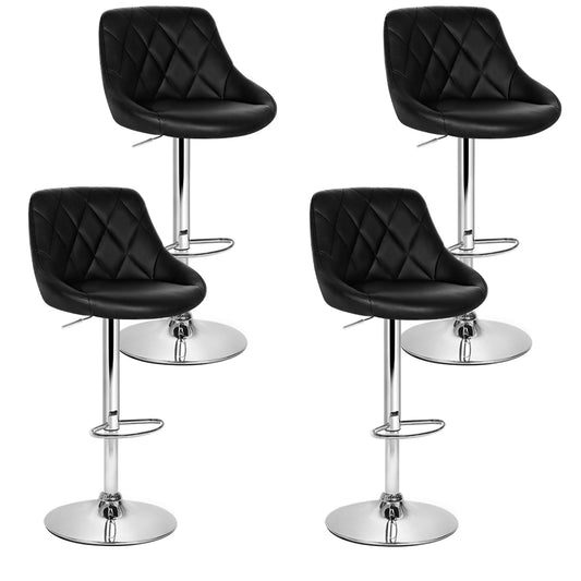 set of 4 Kitchen Bar Stools Swivel Bar Stool PU Leather Gas Lift Chairs Black - image1