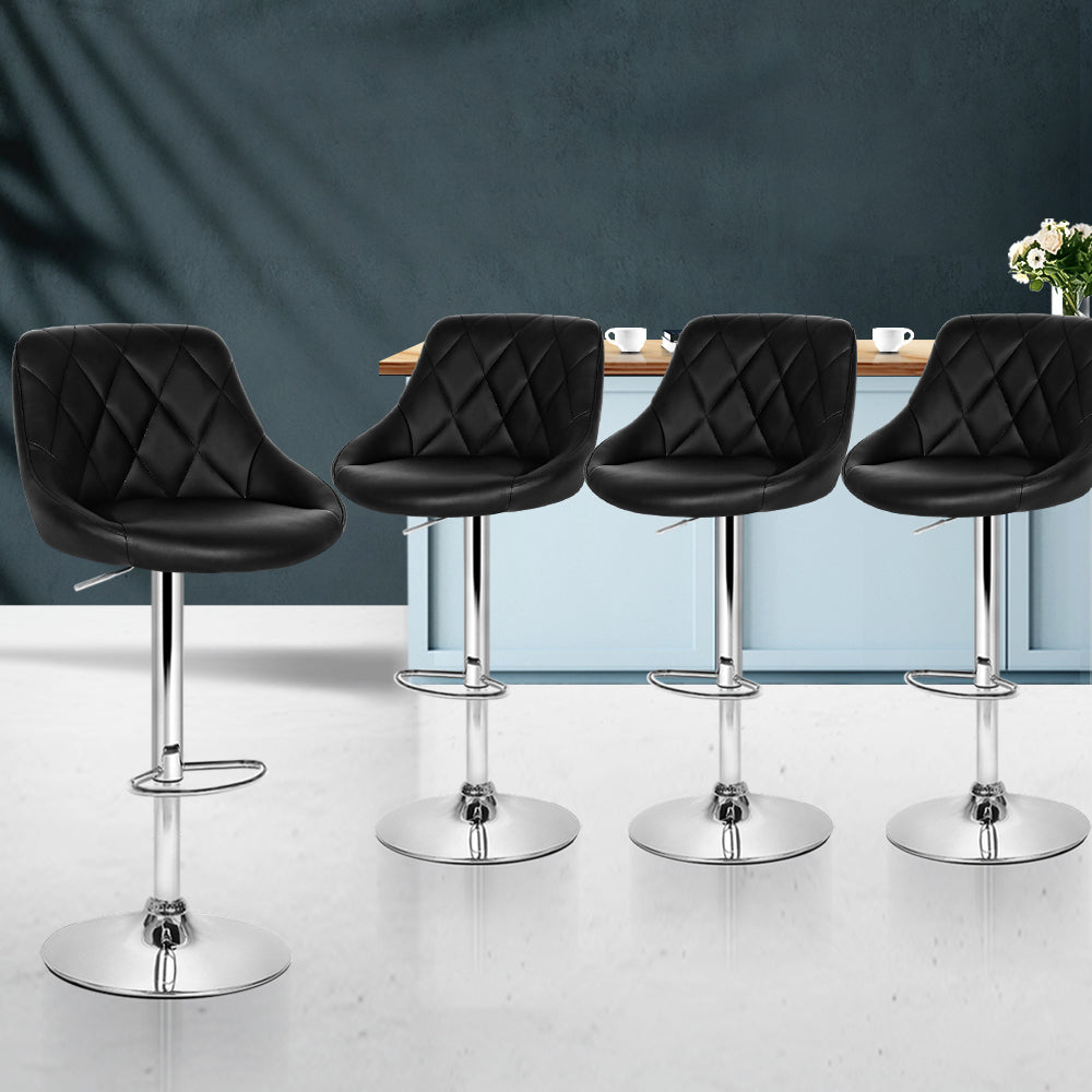 set of 4 Kitchen Bar Stools Swivel Bar Stool PU Leather Gas Lift Chairs Black - image7