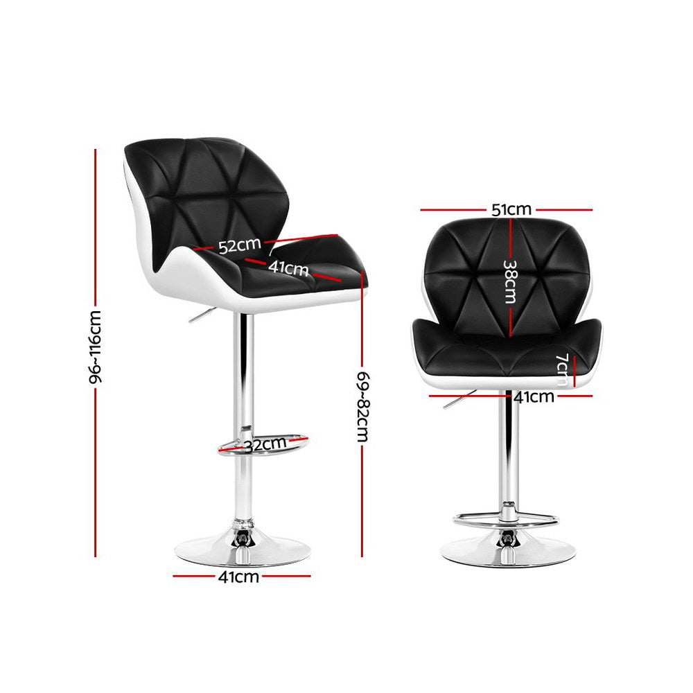 Set of 2 Kitchen Bar Stools - White, Black and Chrome - image2