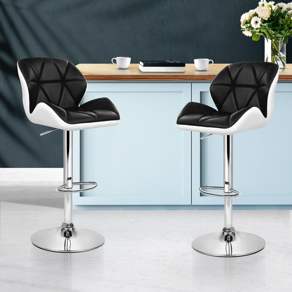 Set of 2 Kitchen Bar Stools - White, Black and Chrome - image8