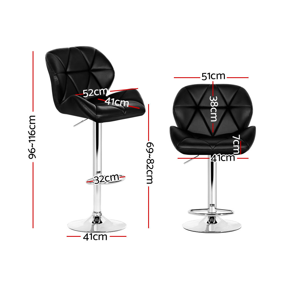 Set of 2 Kitchen Bar Stools - Black and Chrome - image2