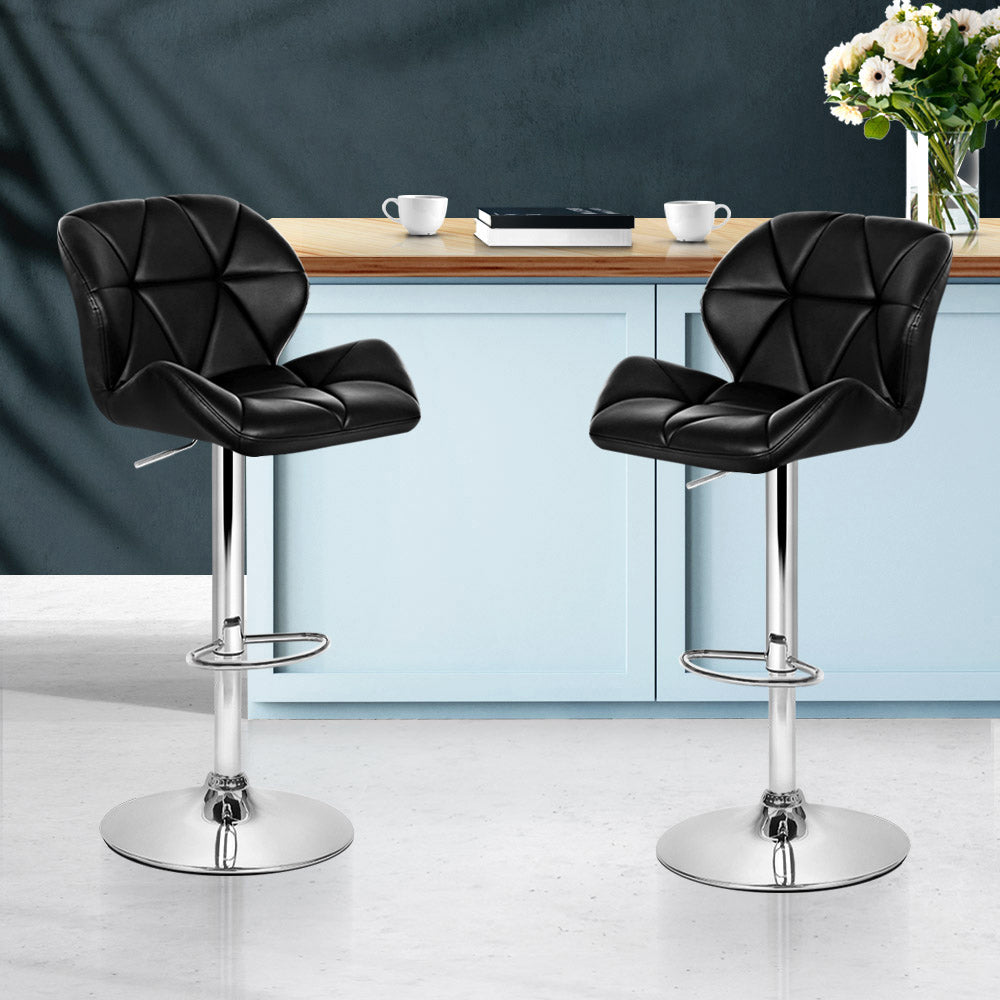 Set of 2 Kitchen Bar Stools - Black and Chrome - image7