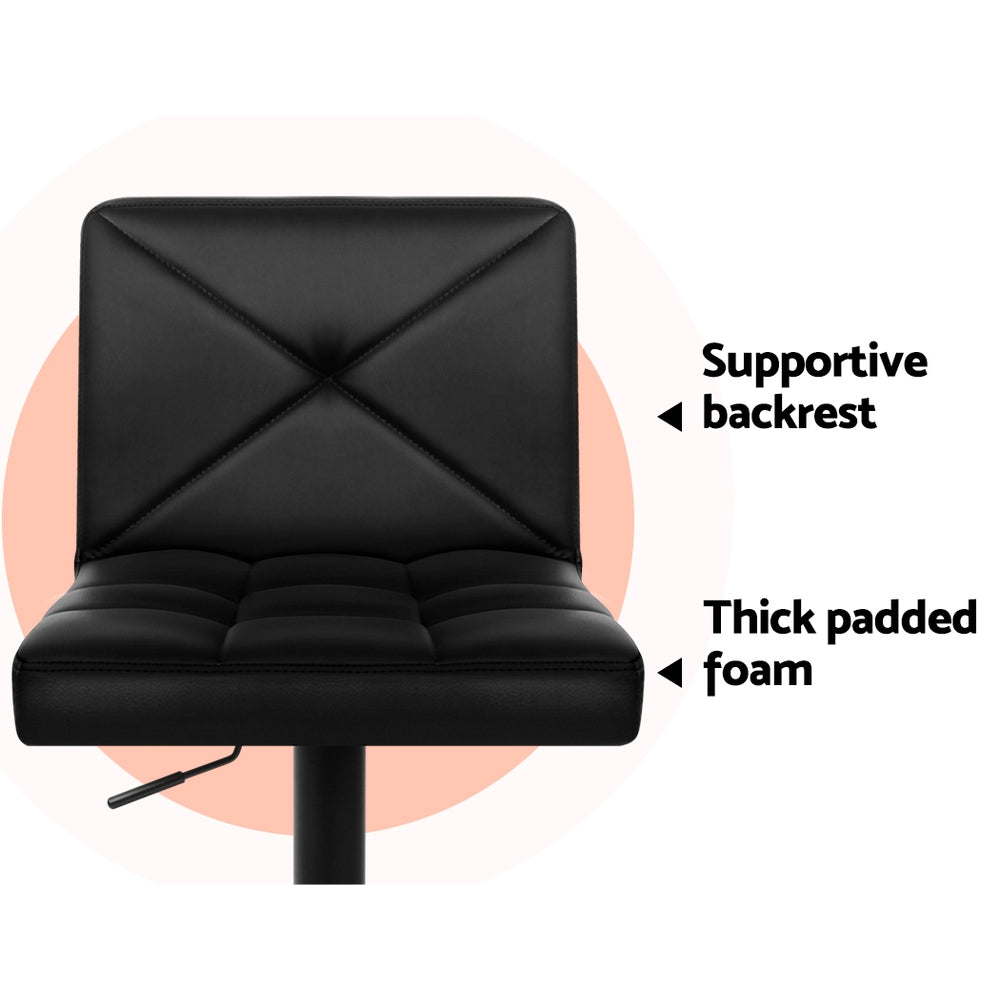 Set of 2 PU Leather Gas Lift Bar Stools - Black - image4